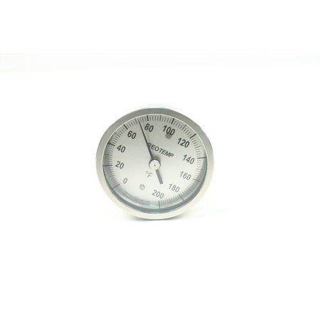 REOTEMP Dial 3/4-28 3In 4In 0-200F Bimetal Thermometer AN4-F43